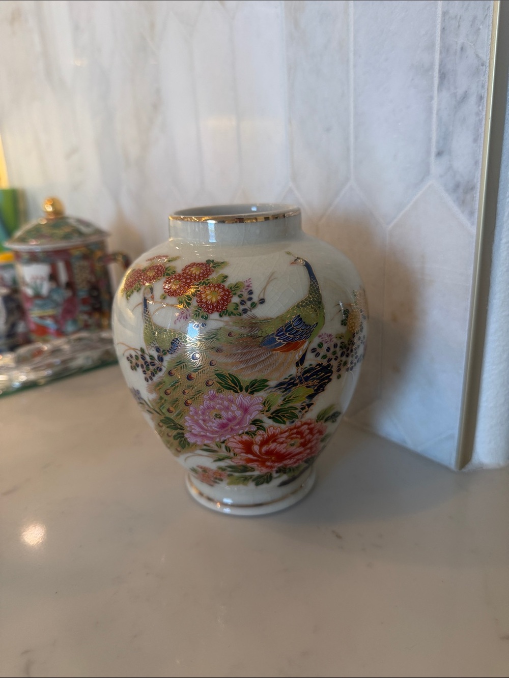 Peacock jar made in Japan no lid vintage